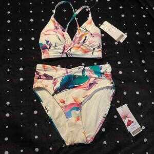 CALIA TROPICAL PRINTED BIKINI: IVORY: NEW WITH TAGS: SIZE XS